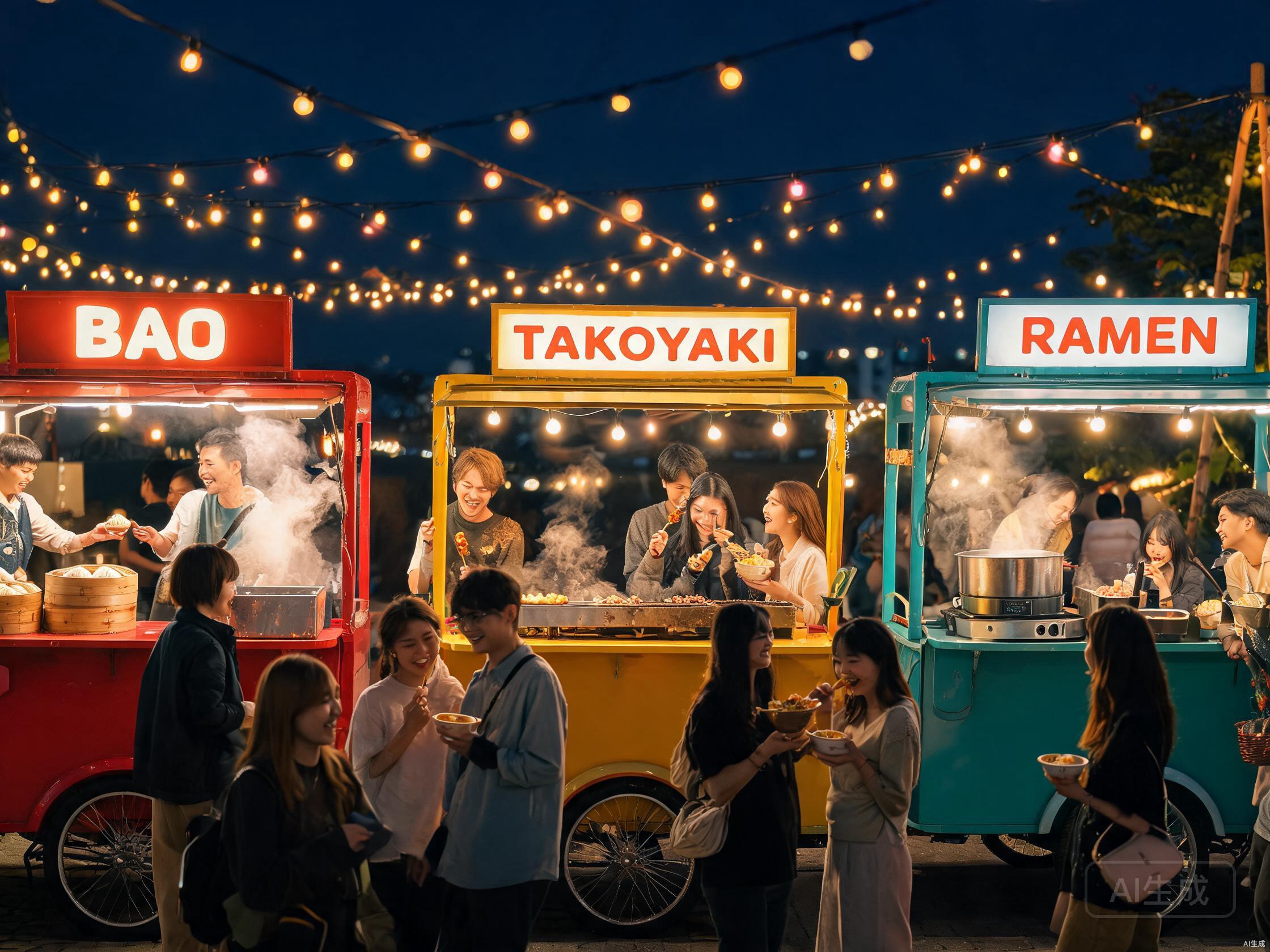 Food carts at a lively night market